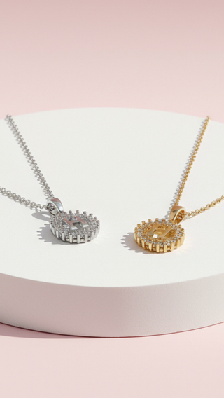 H Initial Crystal Pendant Necklace