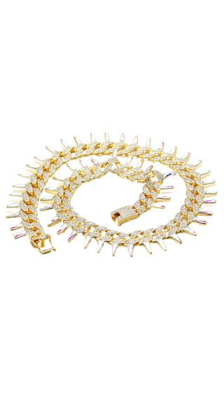 Stainless Steel Crystal Spike Chain