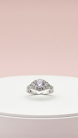 Silver Cluster Crystal Ring Silver Box set of 12