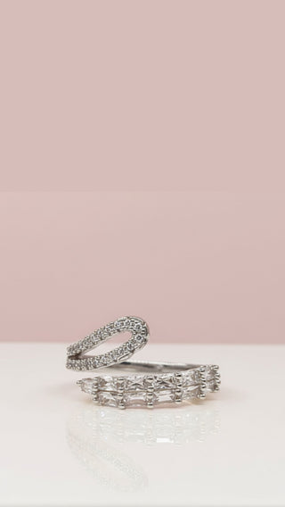 14k Gold Plated Free Size Crystal Stacking Rings Box set of 12