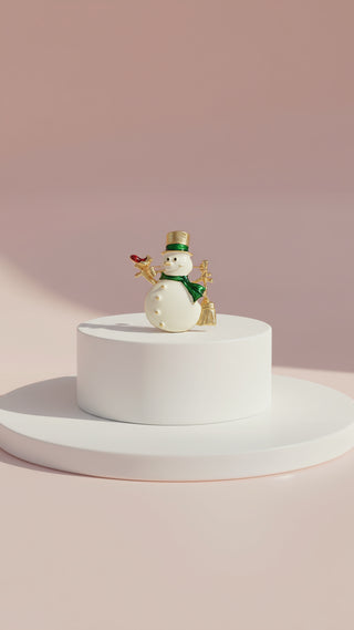 Snowman With Top Hat Festive Brooch