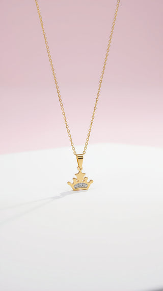 Pavé Crystal Crown Pendant Necklace