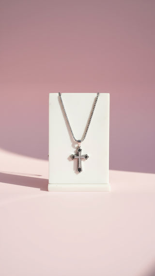 Silver Cross Crystal Symbolic Necklace