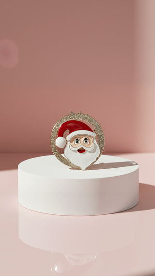 Acrylic Sparkle Santa Claus Festive Brooch