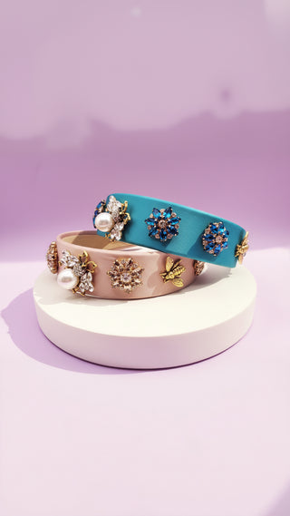 Bee & Flower Crystal Satin Hair band