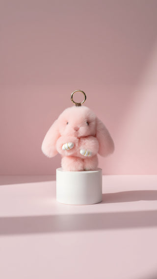 Mini Plush Fluffy Bunny Rabbit Key Ring & Bag Charm
