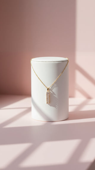 Oblong Crystal Pendant Necklace
