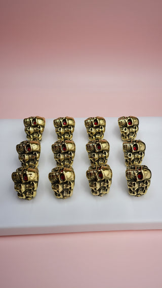 Stainless Steel Skulls Men's Biker Ring