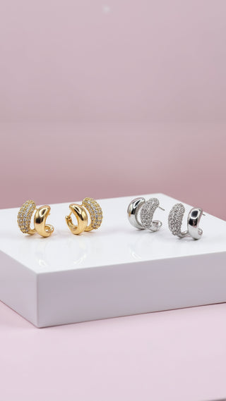 Curved Mirco Pavé Crystal Huggie Earrings