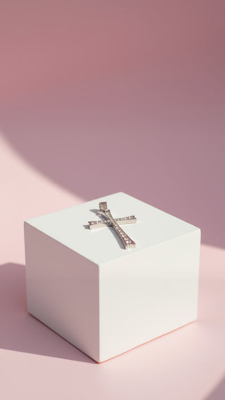 Curved Crystal Cross Necklace