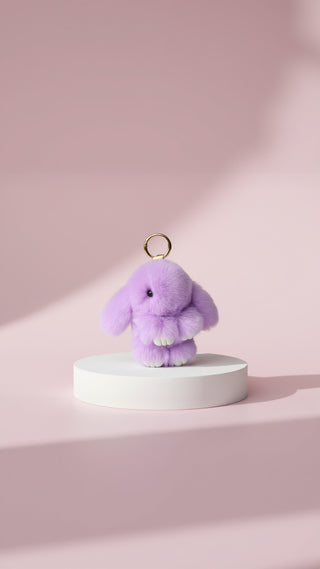 Mini Plush Fluffy Bunny Rabbit Key Ring & Bag Charm