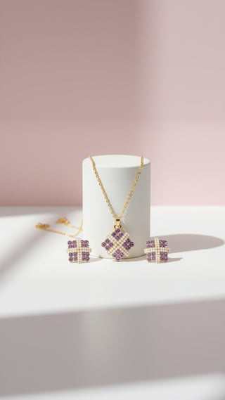 Pearl Crystal Necklace & Earrings Set