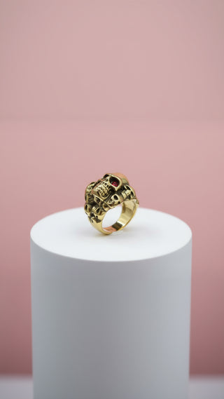 Stainless Steel Skulls Men's Biker Ring