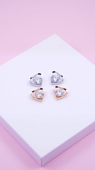 Sweet Heart Crystal Stud Earrings