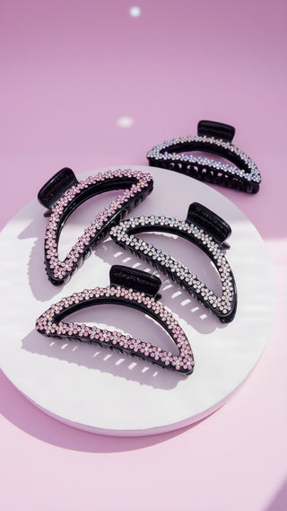 Flower Crystal Hair Clamps Pack of 12