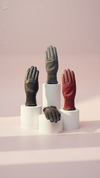 Faux Leather Ruched Gloves Pack of 12