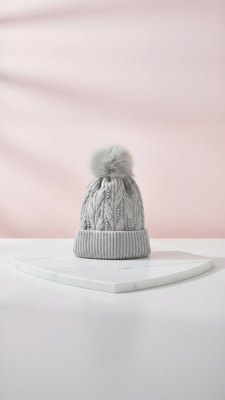 Pearl Fluffy Bobble Hats Pack of 12