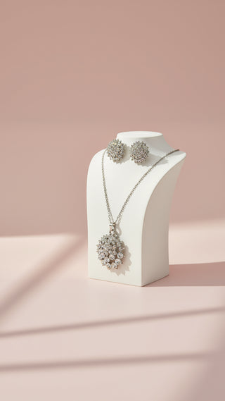 Cluster Crystal Necklace & Earrings Set