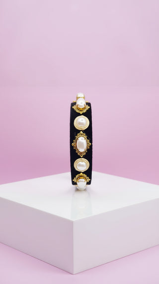 Velvet Gold Pearl Hair band