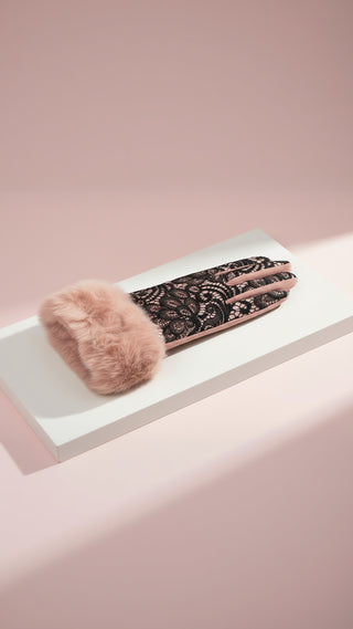 Lace Faux Fur Gloves Pack of 12