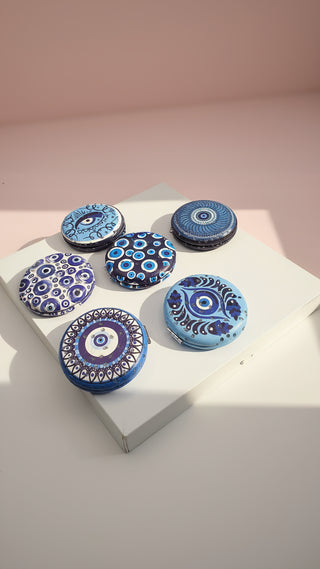 Evil Eye Round Sparkly Compact Mirrors Pack of 12