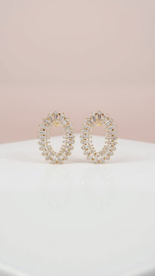 Oval Baguette Cut Crystal Stud Earrings