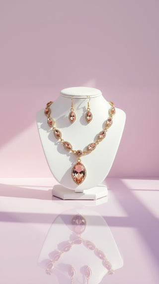 Teardrop Crystal Necklace & Earrings Set