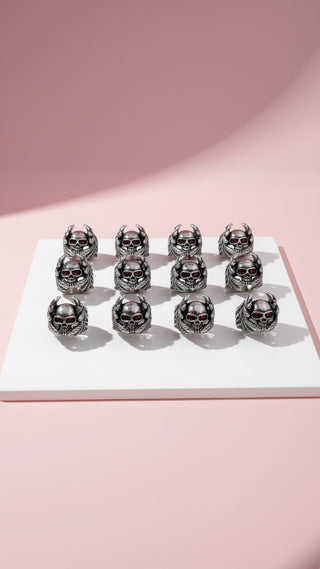 Stainless Steel Skull Wings Men's Biker Ring