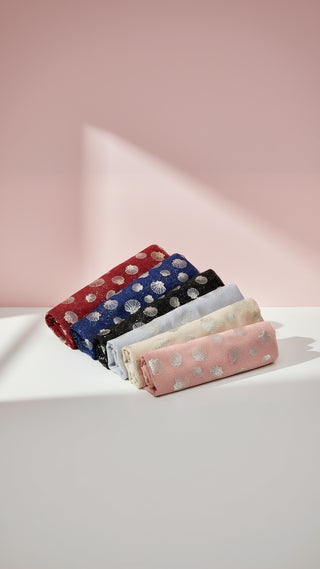 Seashell Shimmer Silver Foil Scarf Pack of 12