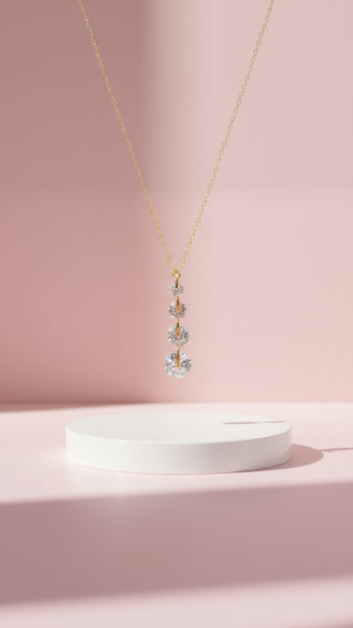 Layered Circular Gem Link Crystal Pendant Necklace