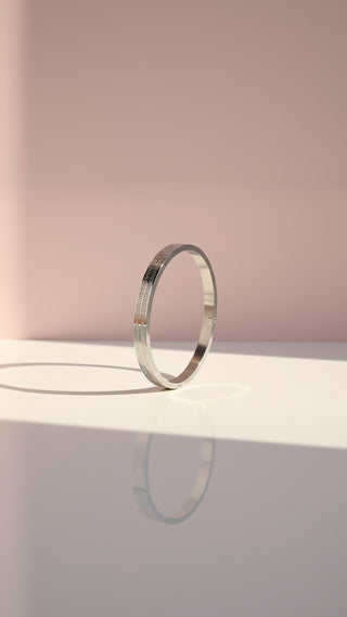 Stainless Steel Greek Key Silver Stacking Bangle