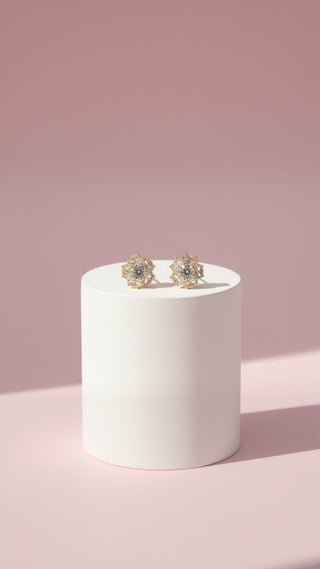 Round Cut Cluster Crystal Stud Earrings