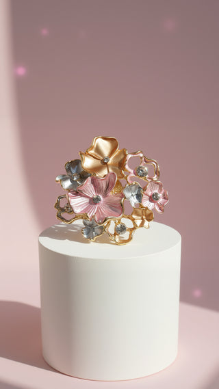 Flower Cluster Crystal Magnetic Brooch