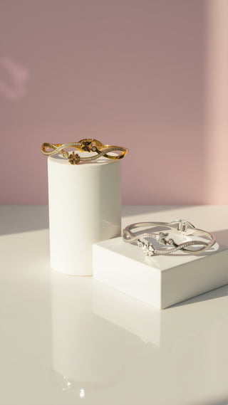 Butterfly & Clover Stainless Steel Bangle