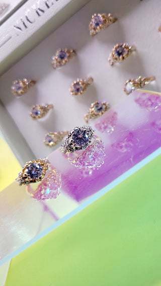 Glamourize Crystal Gold Ring Box set of 12