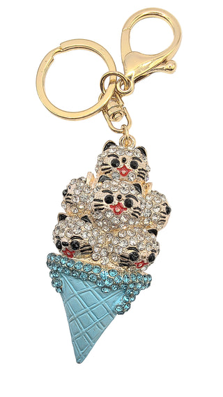 Icecream Crystal Cats KeyRing & Bag Charm
