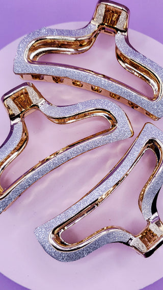 Glitter Silver Hair Clamps Pack of 12