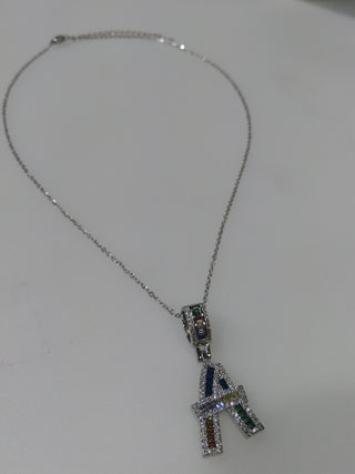 Personalised Rainbow Initial Crystal Pendant Necklace