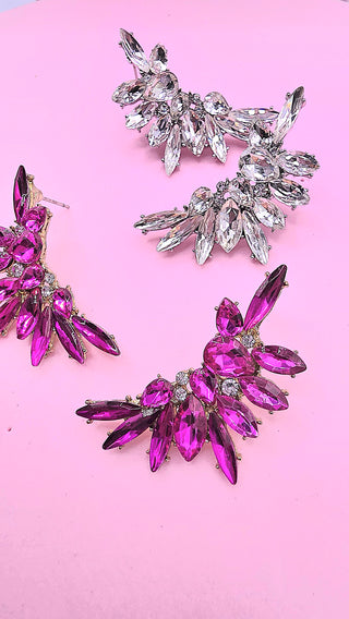 Winged Curve Crystal Stud Earrings