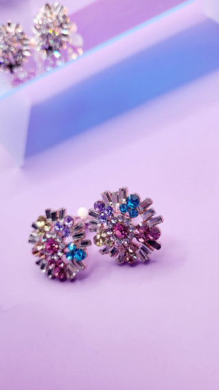 Flower Crystal Non Pierced Clip On Earrings