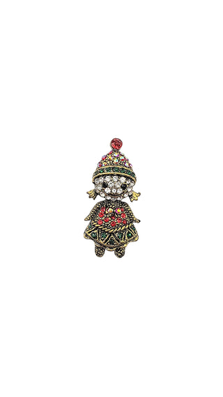 Crystal Doll Festive Brooch