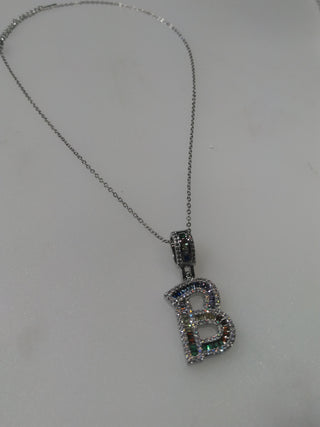 Personalised Rainbow Initial Crystal Pendant Necklace